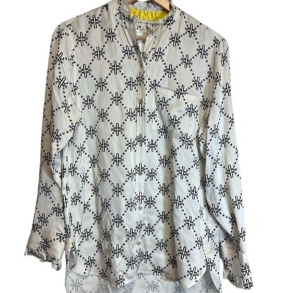 Kerri Rosenthal Mia KR Logo Shirt Womens Size Small Milky Way Diamond‎ Buttons
